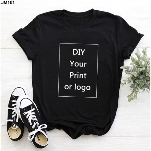Customized Printing Woman Tshirt Harajuku Women DIY Your Like Photo Or Logo Black Unisex T-shirt Fashion Custom Man Clothing Tee