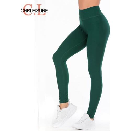 CHRLEISURE Women Leggings Solid Red Fitness Push Up Leggins Female High Waist Solid Color Leggings Mujer