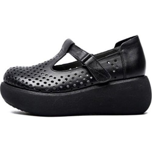 Womens shoes spring fashion casual retro thick sole single shoes leather handmade single shoes women