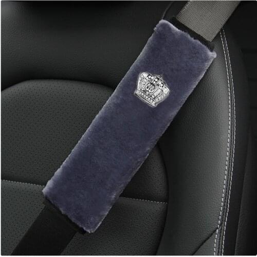 Car Seat Belt Cover Crown Winter Plush Universal Auto Seat Belt Covers Cushion Protector Safety Belts Shoulder Protection