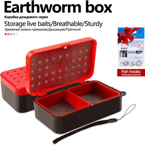 Fishing Earthworm Box Fishing Lure Bait Storage Box Multifunctional Breathable Storage Case with Hanging Rope Fishing Accessorie