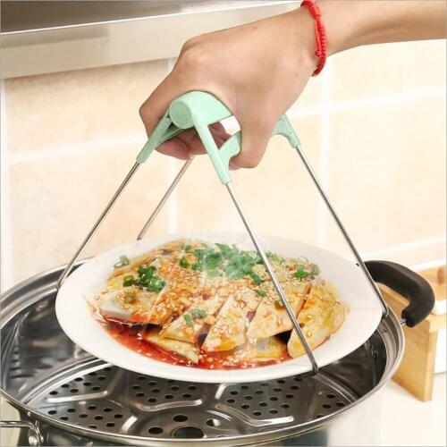 1PC Foldable Stainless Steel Hot Bowl Clip Pot Dish Holder Steamer Heat Insulation Plate Tong Anti-Hot Clamp Gripper 100gA