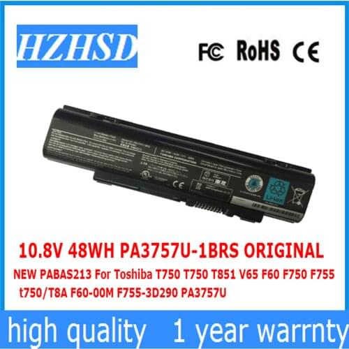 10.8V 48WH PA3757U-1BRS ORIGINAL NEW PABAS213 For Toshiba T750 T750 T851 V65 F60 F750 F755 T750/T8A F60-00M F755-3D290 PA3757U