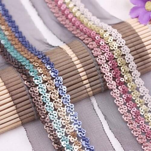 10yards Color Sequins Lace Trim Black Mesh Embroidered Fabric DIY Ethnic Style Clothing Sewing Accessories Dentelle Applique