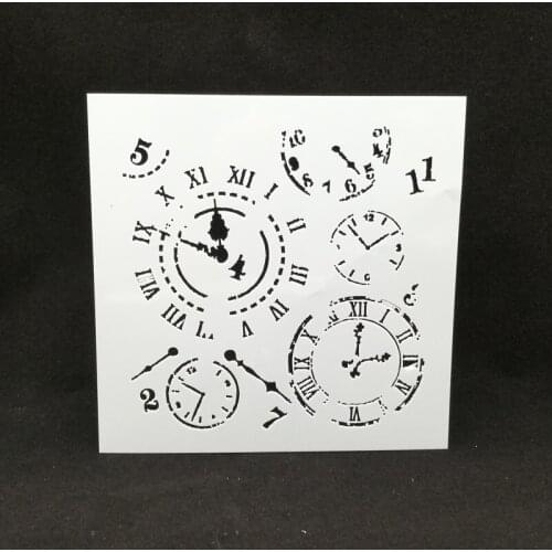 13*13 Clock Layering Stencils graffiti hand copied board hollowed out diy photo album graphic spray painting tool