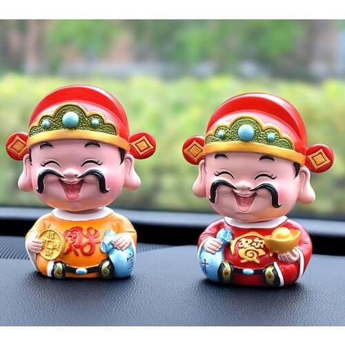 2PCS # HOME OFFICE Company SHOP CAR TOP Efficacious Money Drawing thriving business God of wealth Mammon FENG SHUI bless statue