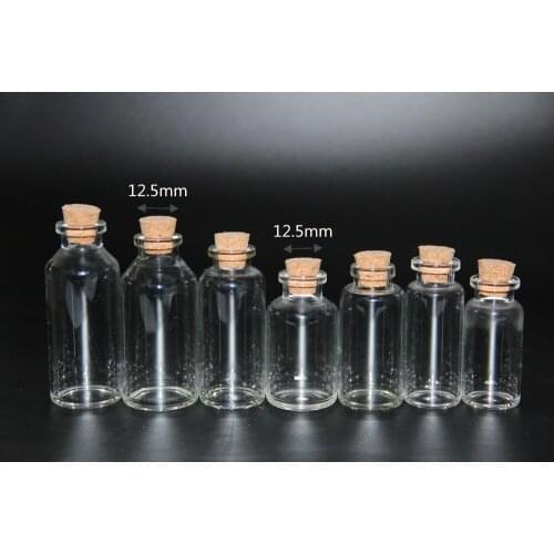 200pcs 12ml 15ml 20ml 23ml 25ml 30ml 35ml Glass Bottles Empty Sample Jars with Cork Stoppers for DIY Craft Wedding Decoration