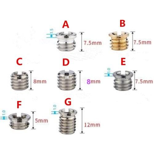 5pcs 5mm 8mm 12mm 1/4" Female to 3/8" Male Screw Adapter Threaded For Digital Camera Tripod Monopod and Quick Release Plate