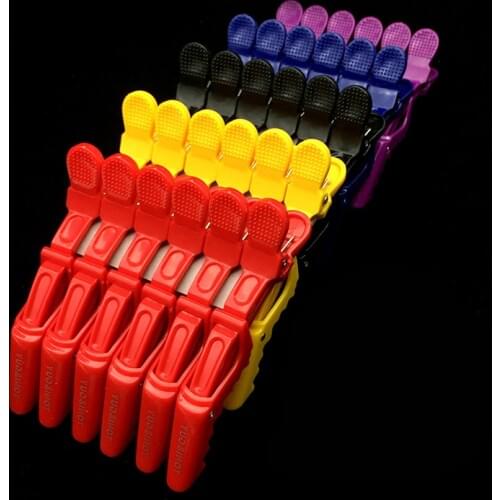 6pcs Professional hairdresser clip barber shop long mouth clip duck mouth clip crocodile hairdresser clips perm partition tool