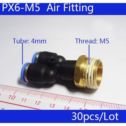 Free shipping 30Pcs PX6-M5, Pneumatic M5 Thread 6mm Push In Y Shape Quick Connector