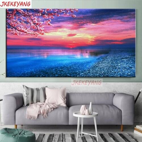 Large 5D Diy diamond painting Sunset by the sea Diamond Mosaic Rhinestone Embroidery cross stitch Y3689