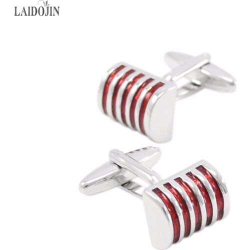 LAIDOJIN Brand Red Enamel Cufflinks for Mens Shirt Cuff buttons High Quality Cuff links Fashion abotoaduras Men Jewelry