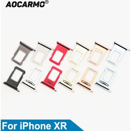 Aocarmo Single Double Sim Card Micro Holder Dual Sim Card Tray Slot For iPhone XR Replacement Part