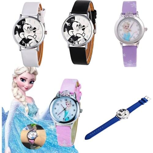 Disney Mickey Frozen Cartoon Childrens Watch Belt Fashion Cute Mens and Womens Explosive Watch Belt Quartz Elementary School
