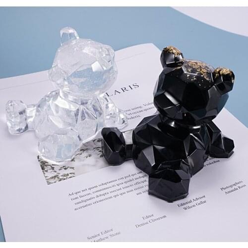 DIY Bear Resin Mold Three-dimensional Geometric Bear Crystal Epoxy Mold Decoration Cartoon Little Rilakkuma Silicone Mold