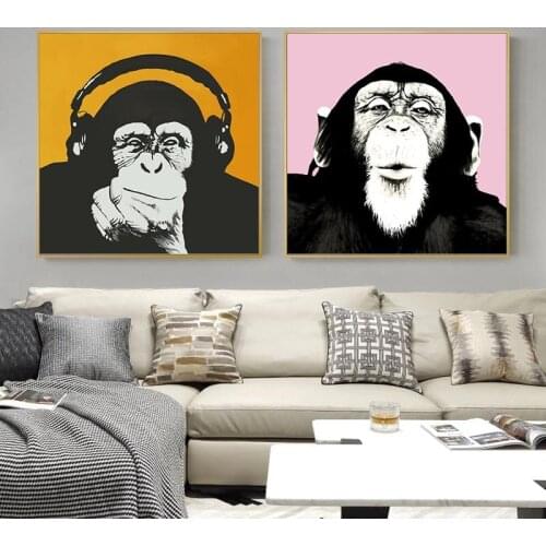 Graffiti Animal Wall Art Canvas Art Picture Wall Poster and Print Wall Art Funny Orangutan Pictures for Living Room Home Decor