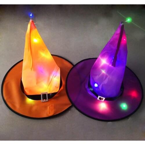 Halloween decoration LED luminous witch hat Halloween home decoration party supplies outdoor hanging luminous ornaments