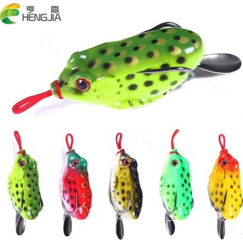 HENGJIA 1pcs 5.5cm 13g Hollow Rubber Sequined Frog Fishing Soft Bait With Metal Tail Fishing Tool Perch Black Bait