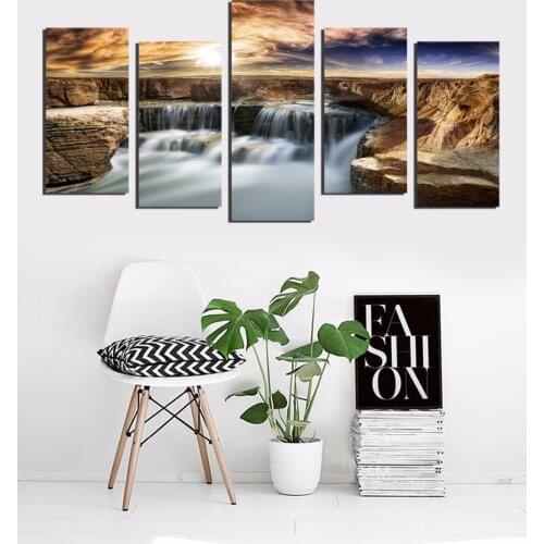 Art works without borders in the decorative home decoration room with 5 panel waterfall wall art pictures FA626