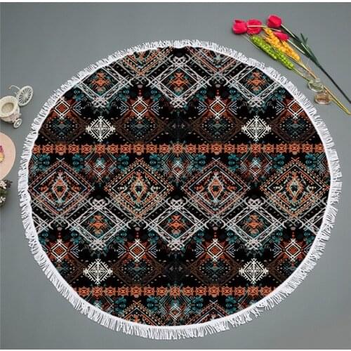 Microfiber Travel Beach Towel for Adult Yoga Mat Tassel Blankets Large Round Towel Geometry Printed Tapestry Home