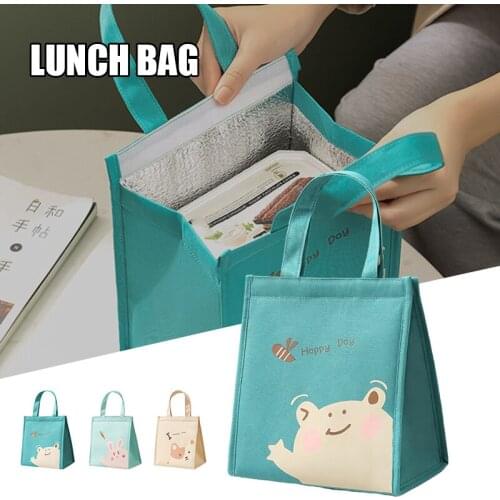 Cartoon Animal Insulated Lunch Bag Build-in Thicken Aluminum Film Leak-Proof Lunch Box Container for Women and Men Lunch Box Bag