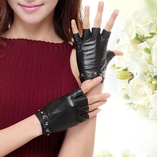 Couple Leather Motorcycle Driving Gloves Genuine Leather Non-slip Half Finger Sports Tactical Gloves Women Men Fingerless AGD510