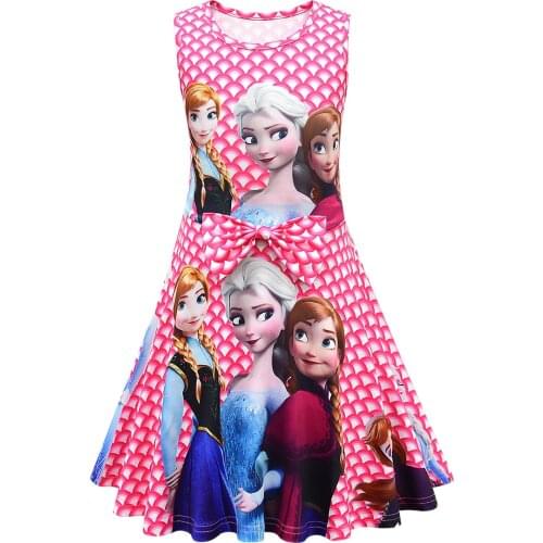 Disney Todder Baby Girl Summer Dress Frozen Elsa Printed Girls Party Dress Sundress Children Boutique Clothing 2-9 Years