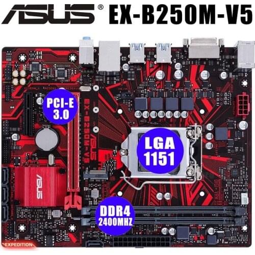 LGA 1151 Asus EX-B250M-V5 Motherboard i7/i5/i3 M.2 DVI DDR2 Dual-channel DDR4 2400MHz Desktop B250 Placa-Mãe 1151 Micro ATX