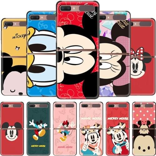 Couple disney mickey cute Shockproof Cover for Samsung Galaxy Z Flip Flip3 5G Black Phone Case Shell Hard Fundas Coque Capa