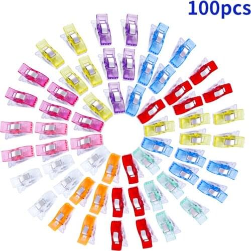 MIUSIE 100pcs High Quality Multicolor Quilt Binding Plastic Sewing Clips Patchwork Sewing Accessory DIY Crafts Clips