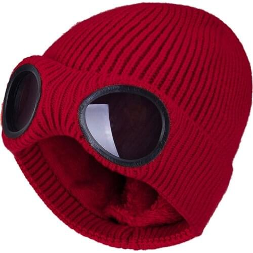 New Winter Warm Knit Hat Adult Windproof Ski Cap Womens And Mans Fashion Removable Glasses Thicken Outdoor Sports Hats TG0161