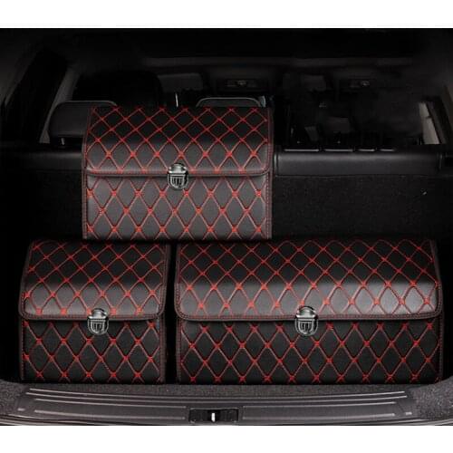 PU Leather Car Trunk Organizer Storage Bag Box Auto SUV Trunk Storage Bag Folding Large Cargo Stowing Tidying Car Accessories