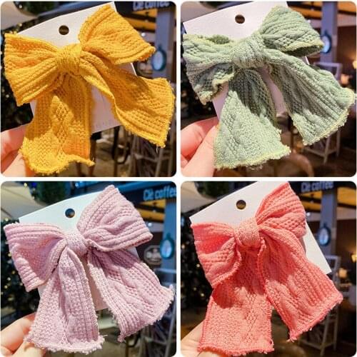 Autumn and Winter Women Girls Sweet Cotton Bow Ornament Hair Clips Lady Lovely Soft Barrettes Hairpins Female Hair Accessories