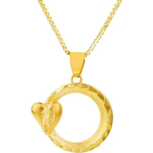 24K Gold Color charm Necklace pendants for Women Necklaces & Pendants Crystal heart Chokers Fashion Jewelry