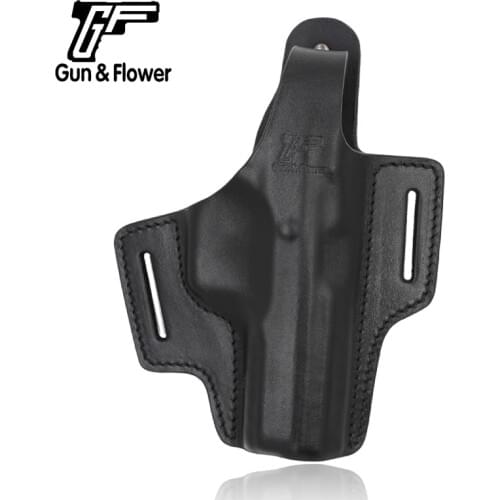 Gun&Flower CZ75 SP01 Pistol Italy Leather Pouch Case Concealed Carry Open Muzzle 2 Slot Pancake Holster