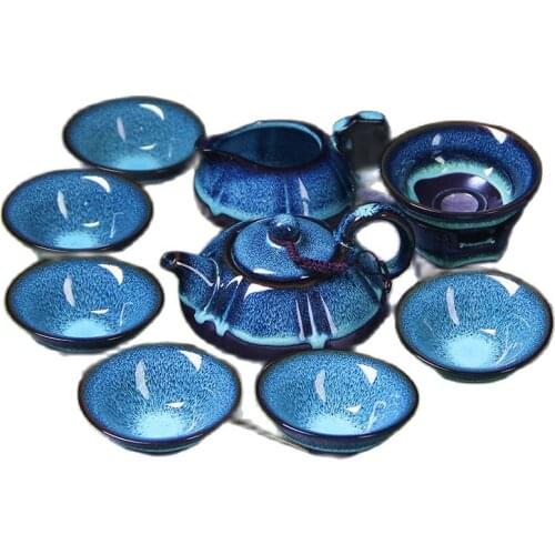 Free delivery of new propaganda dream team 2016 oil droplet Tianmu glaze ceramic change blue Perot Kung Fu Tea