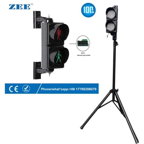 Portable Auto cycle programmable 4" 100mm LED Traffic Light Pedestrian Traffic with portable bracket support