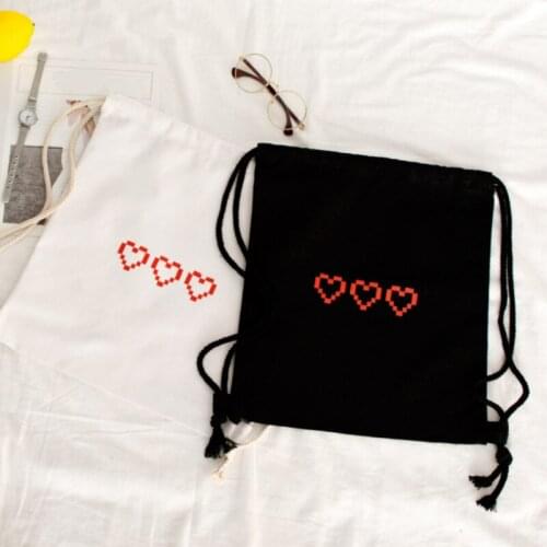 Drawstring Backpack Schoolbag Shopping Travel Student Sports Cotton Drawstring Bag Black White Drawstring Bag Travel Backpack