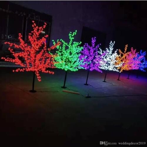 Handmade Artificial LED Cherry Blossom Tree Night Light 2m/6.5ft Height 1152pcs LED 110/220VAC Rainproof Outdoor Garden Decor