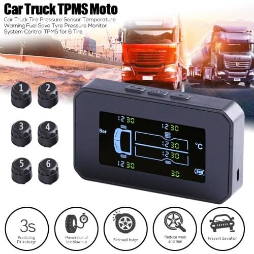 Car Tire Pressure Sensor Durable Temperature Warning Fuel Save Car Tyre Pressure Monitor System Pressure Control TPMS for 6 Tire