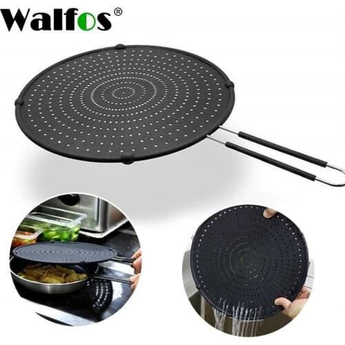 Walfos Silicone Splash Cover Non-stick Oil And Grease Pan Cover Oil Splash Cover Frying Protection Mat Non-slip Handle Pan Cover