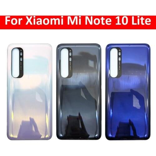 10Pcs/Lot, Battery Back Cover Glass Rear Door For Xiaomi Mi Note 10 Lite Replacement Housing STICKER Adhesive
