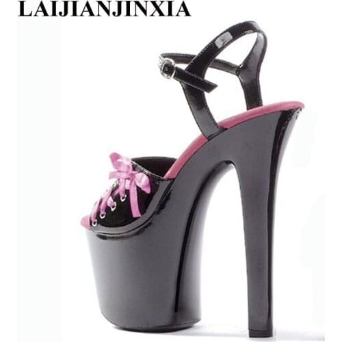 LAIJIANJINXIA Stylish Sweet Lace-UP 17CM Sexy Super High Heel Platforms Pole Dance / Performance /Star/Model Shoes Wedding Shoes