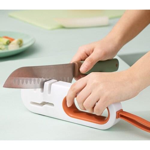 Knife Sharpener Professional 4 in 1 Diamond Coated&Fine Rod Knife Shear and Scissors Sharpening Stone Non-slip Kitchen Accessory