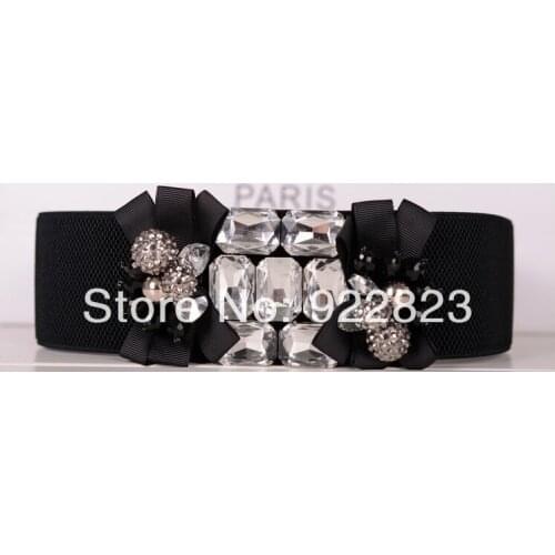 2020 Summer New Womens Handmade Quality Elegance Glass Crystal Decorative Girdle Women Belts Dress Accessories Black