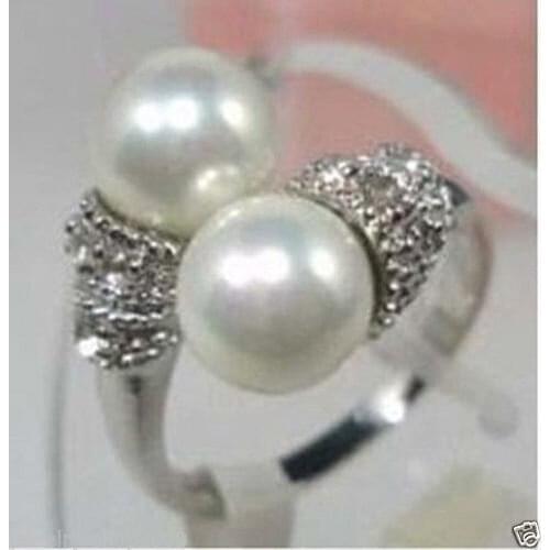 Women Gift word Love shipping shipping for women sterling--jewelry White Pearl Ring Size 7,8,9 rings mujer moda
