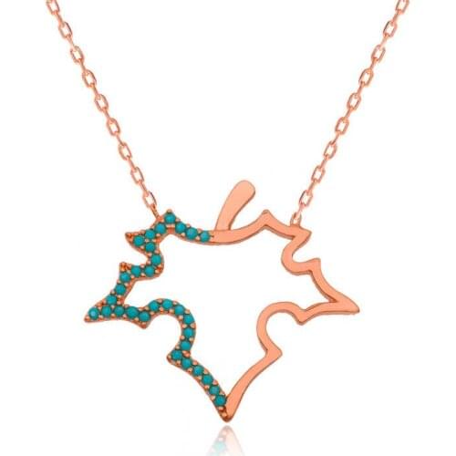 Real Silver 925 Jewelry Silver Blue Leaf Lady 'S Necklace