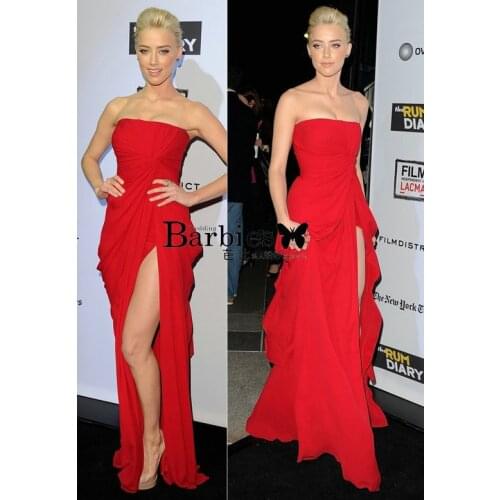 Vestido de festa selena gomez party evening gown robe de soiree 2016 free shipping sexy red chiffon long Celebrity Dresses