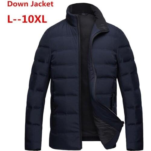 10XL 8XL 6X Winter Jacket Men New Couples Thin Coats 90% Duck Down Ultra-light Slim Stand-Collar Cotton-Padded Solid Parkas