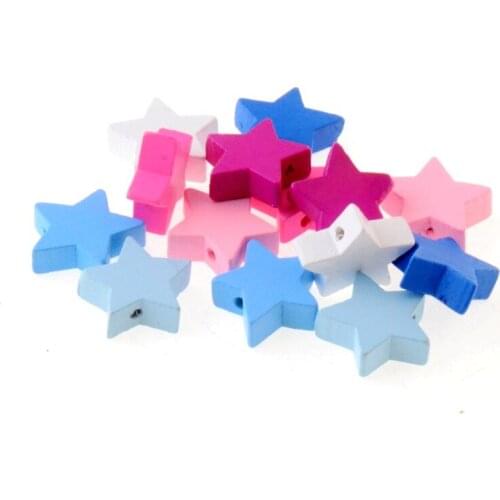 60pcs 19x19mm Wood Dye Star Spacer Beads For Baby DIY Crafts Kids Toys Spacer Beading Bead Jewelry Making DIY